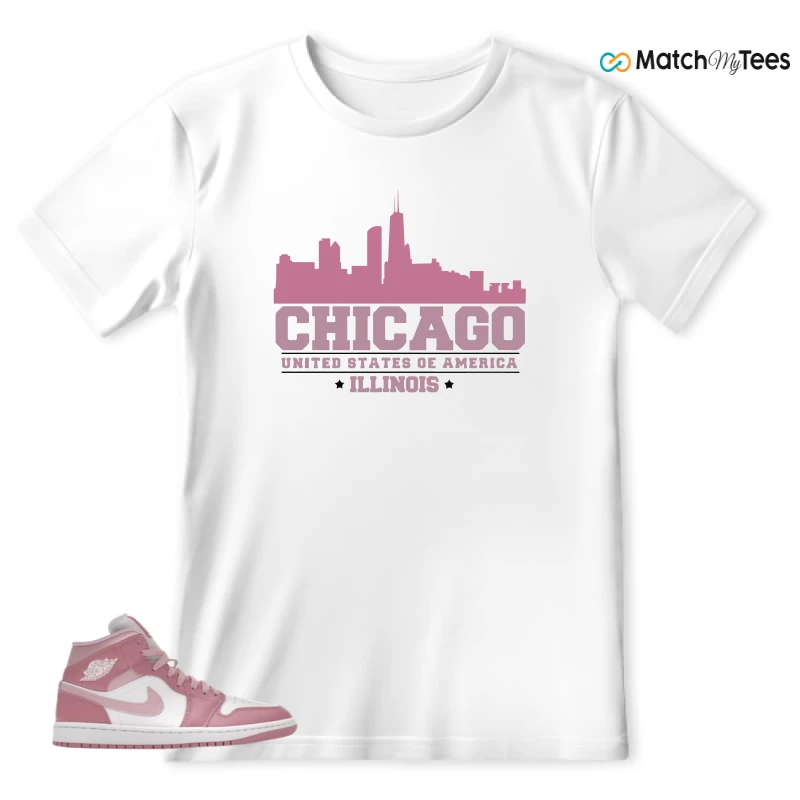 NIKE AIR JORDAN 1 MID ELEMENTAL PINK ICED CARMINE (WOMEN'S) SNEAKER Matching Tees t-shirt