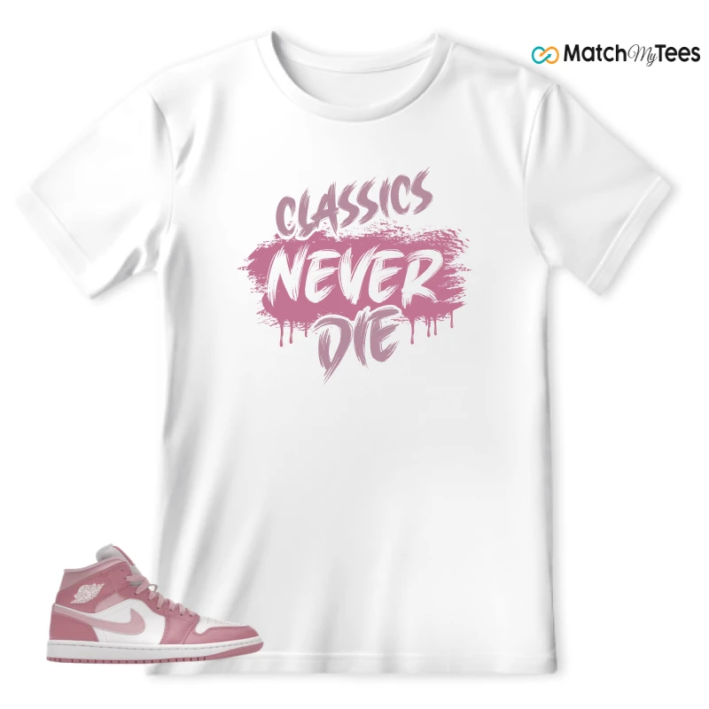 NIKE AIR JORDAN 1 MID ELEMENTAL PINK ICED CARMINE (WOMEN'S) SNEAKER Matching Tees t-shirt