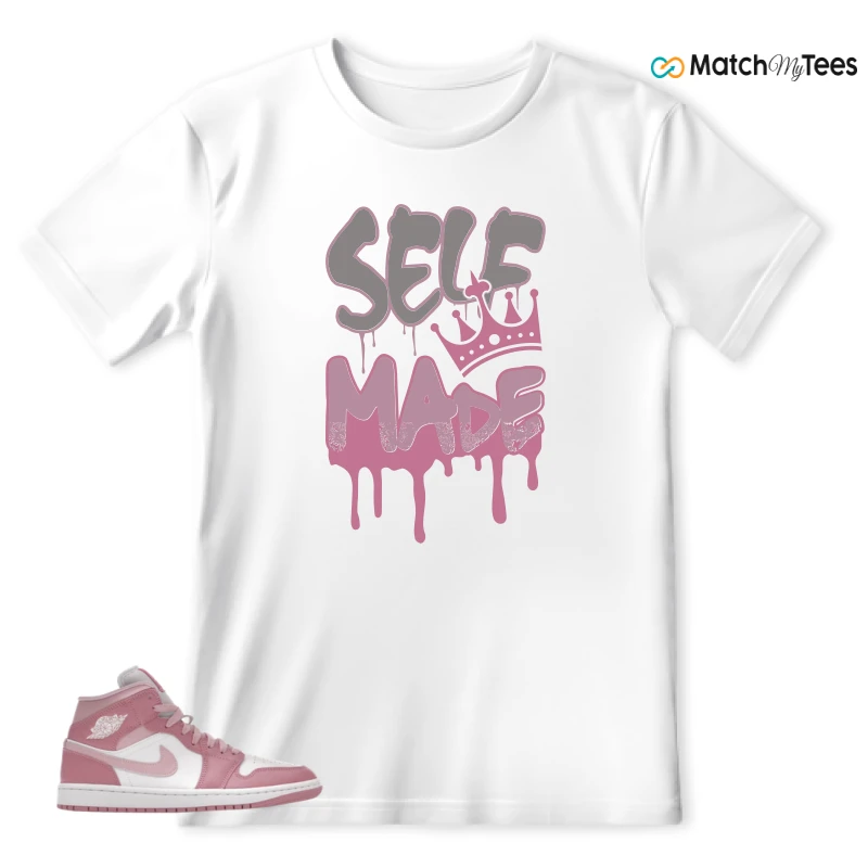 NIKE AIR JORDAN 1 MID ELEMENTAL PINK ICED CARMINE (WOMEN'S) SNEAKER Matching Tees t-shirt