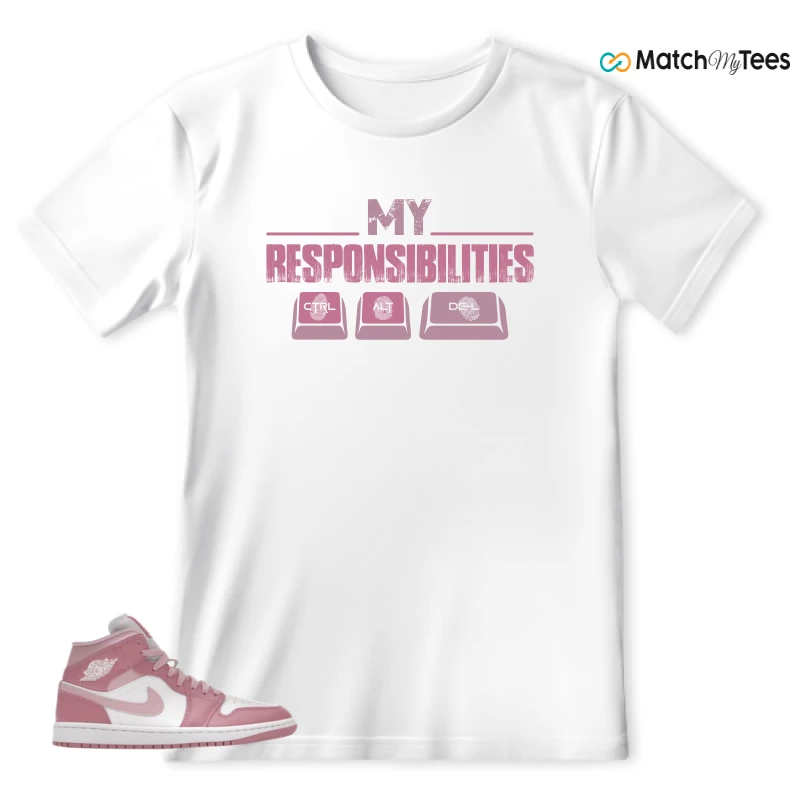 NIKE AIR JORDAN 1 MID ELEMENTAL PINK ICED CARMINE (WOMEN'S) SNEAKER Matching Tees t-shirt