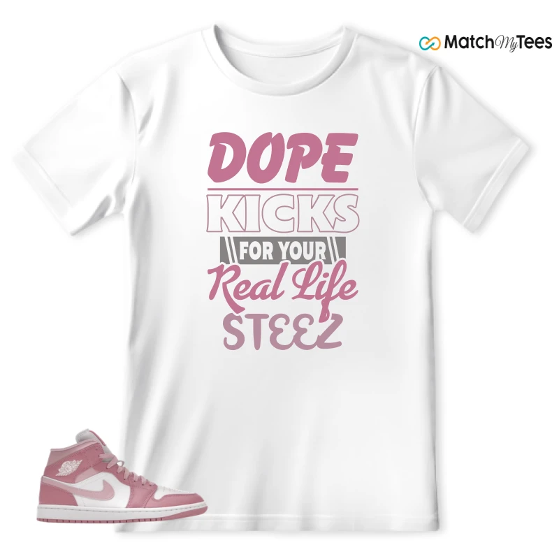 NIKE AIR JORDAN 1 MID ELEMENTAL PINK ICED CARMINE (WOMEN'S) SNEAKER Matching Tees t-shirt