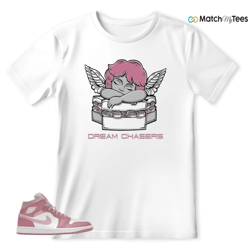 NIKE AIR JORDAN 1 MID ELEMENTAL PINK ICED CARMINE (WOMEN'S) SNEAKER Matching Tees t-shirt