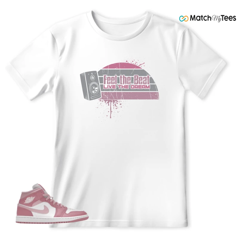 NIKE AIR JORDAN 1 MID ELEMENTAL PINK ICED CARMINE (WOMEN'S) SNEAKER Matching Tees t-shirt