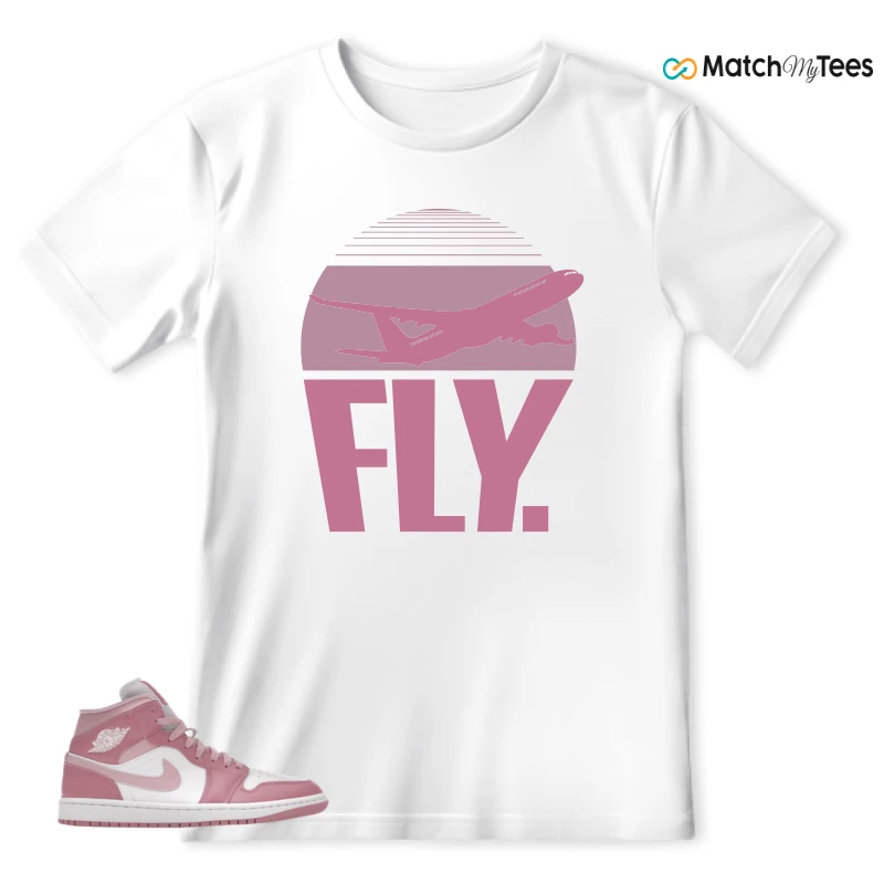 NIKE AIR JORDAN 1 MID ELEMENTAL PINK ICED CARMINE (WOMEN'S) SNEAKER Matching Tees t-shirt