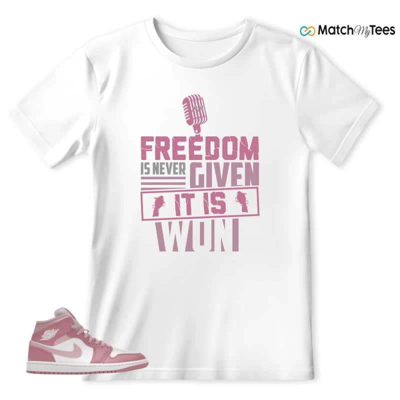 NIKE AIR JORDAN 1 MID ELEMENTAL PINK ICED CARMINE (WOMEN'S) SNEAKER Matching Tees t-shirt