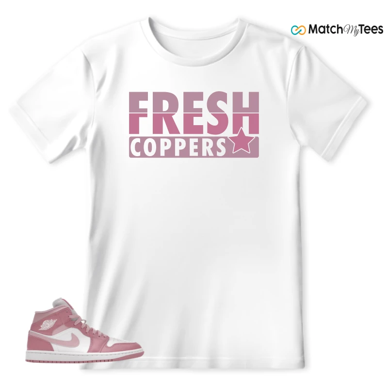 NIKE AIR JORDAN 1 MID ELEMENTAL PINK ICED CARMINE (WOMEN'S) SNEAKER Matching Tees t-shirt