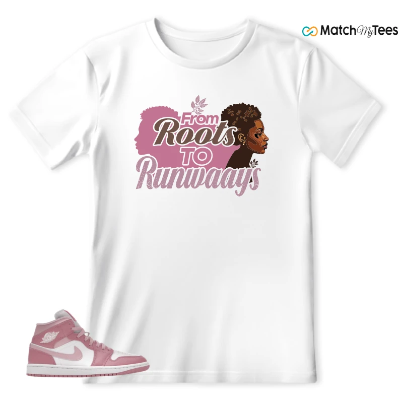 NIKE AIR JORDAN 1 MID ELEMENTAL PINK ICED CARMINE (WOMEN'S) SNEAKER Matching Tees t-shirt