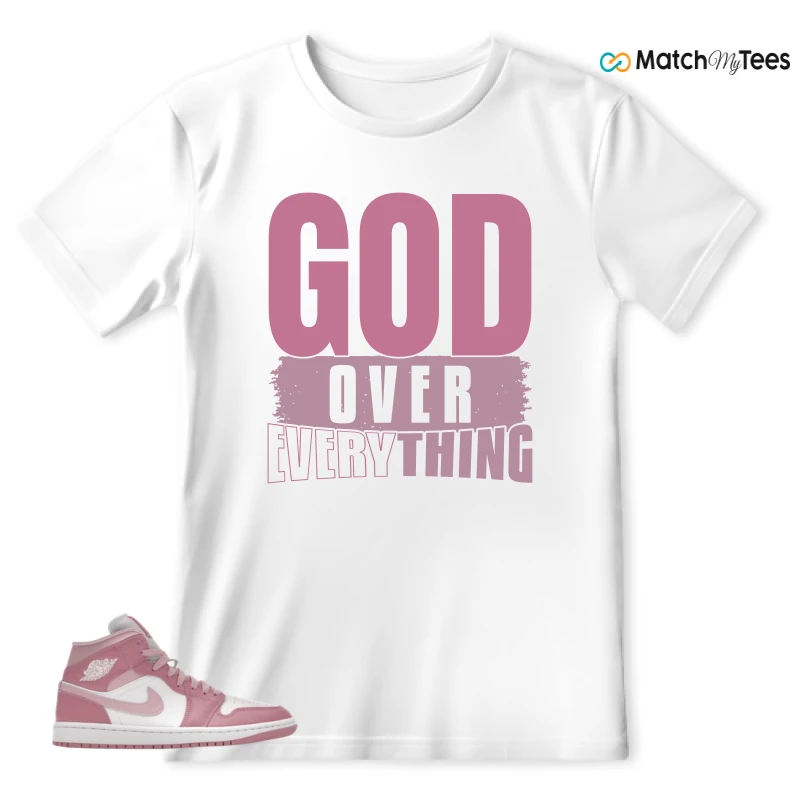 NIKE AIR JORDAN 1 MID ELEMENTAL PINK ICED CARMINE (WOMEN'S) SNEAKER Matching Tees t-shirt
