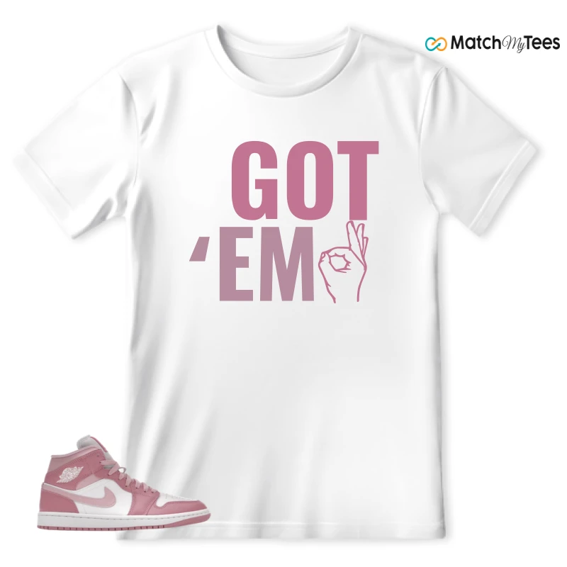 NIKE AIR JORDAN 1 MID ELEMENTAL PINK ICED CARMINE (WOMEN'S) SNEAKER Matching Tees t-shirt