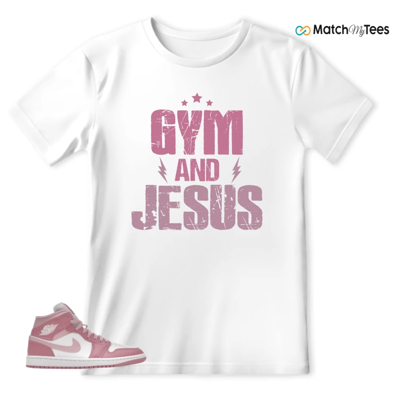 NIKE AIR JORDAN 1 MID ELEMENTAL PINK ICED CARMINE (WOMEN'S) SNEAKER Matching Tees t-shirt