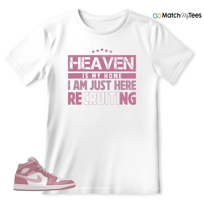 NIKE AIR JORDAN 1 MID ELEMENTAL PINK ICED CARMINE (WOMEN'S) SNEAKER Matching Tees t-shirt