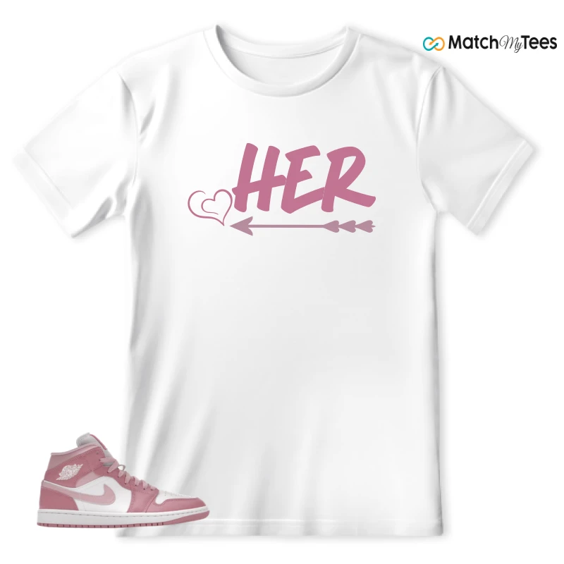 NIKE AIR JORDAN 1 MID ELEMENTAL PINK ICED CARMINE (WOMEN'S) SNEAKER Matching Tees t-shirt
