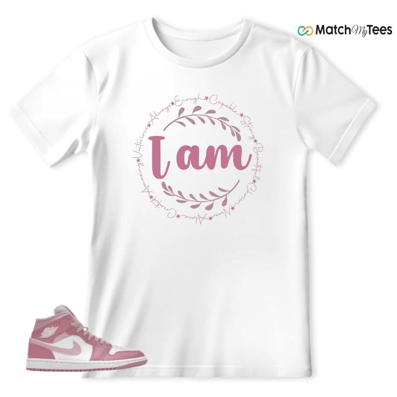 NIKE AIR JORDAN 1 MID ELEMENTAL PINK ICED CARMINE (WOMEN'S) SNEAKER Matching Tees t-shirt