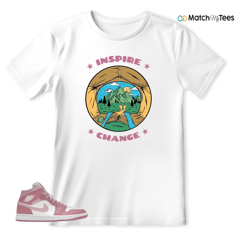 NIKE AIR JORDAN 1 MID ELEMENTAL PINK ICED CARMINE (WOMEN'S) SNEAKER Matching Tees t-shirt