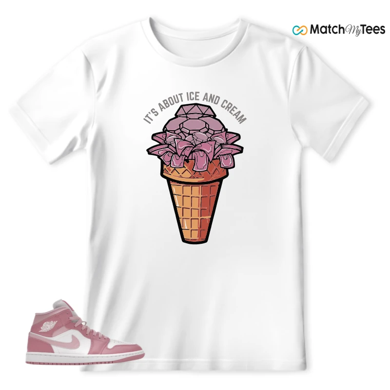 NIKE AIR JORDAN 1 MID ELEMENTAL PINK ICED CARMINE (WOMEN'S) SNEAKER Matching Tees t-shirt