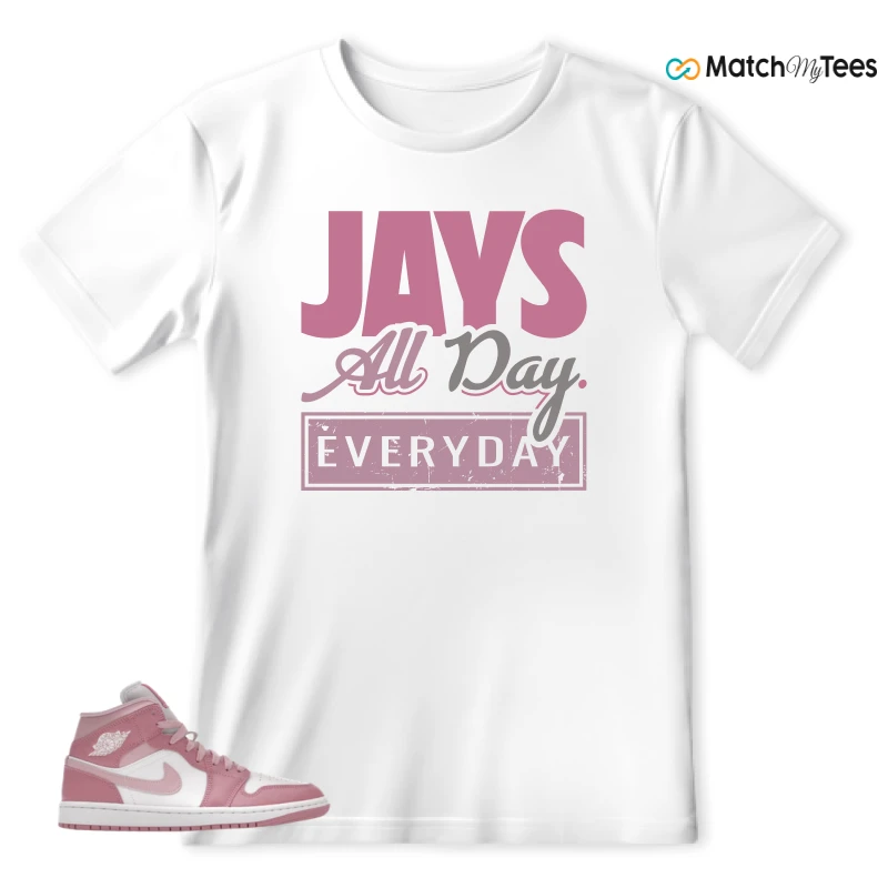 NIKE AIR JORDAN 1 MID ELEMENTAL PINK ICED CARMINE (WOMEN'S) SNEAKER Matching Tees t-shirt