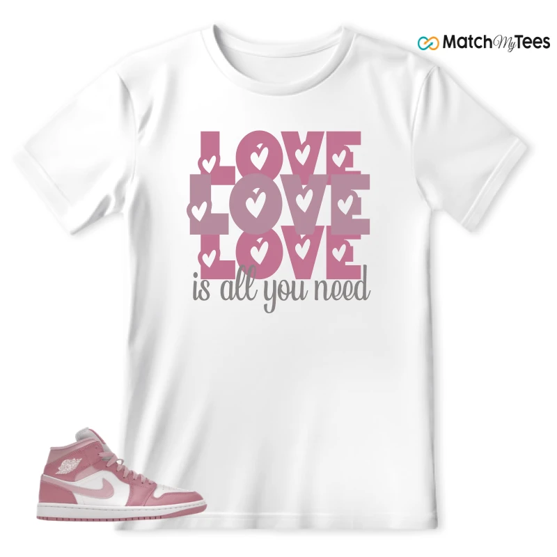 NIKE AIR JORDAN 1 MID ELEMENTAL PINK ICED CARMINE (WOMEN'S) SNEAKER Matching Tees t-shirt