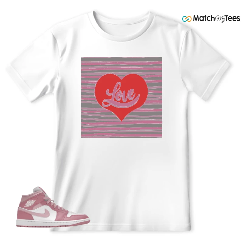 NIKE AIR JORDAN 1 MID ELEMENTAL PINK ICED CARMINE (WOMEN'S) SNEAKER Matching Tees t-shirt