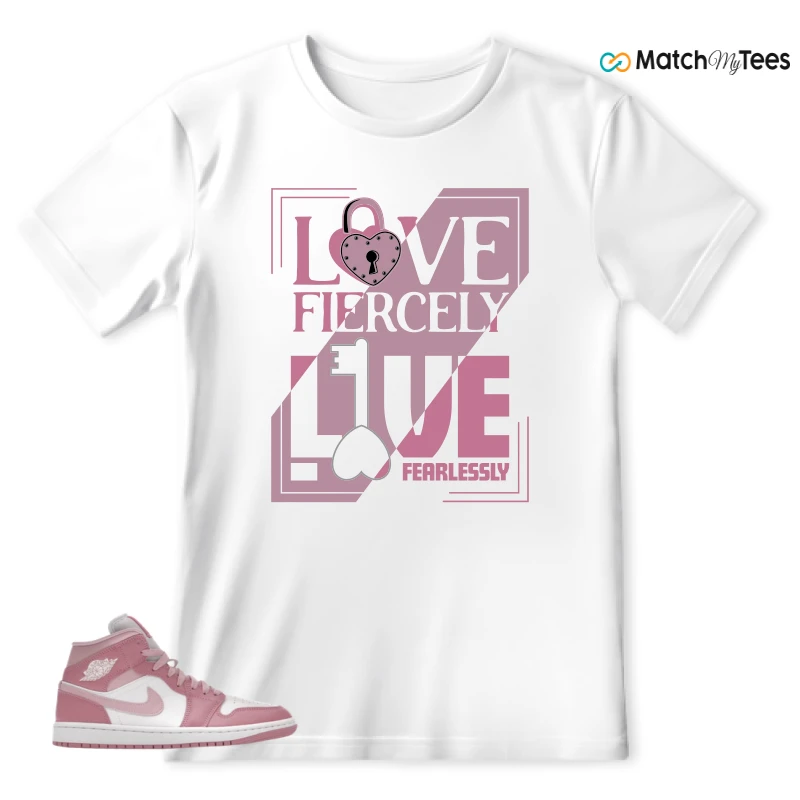 NIKE AIR JORDAN 1 MID ELEMENTAL PINK ICED CARMINE (WOMEN'S) SNEAKER Matching Tees t-shirt
