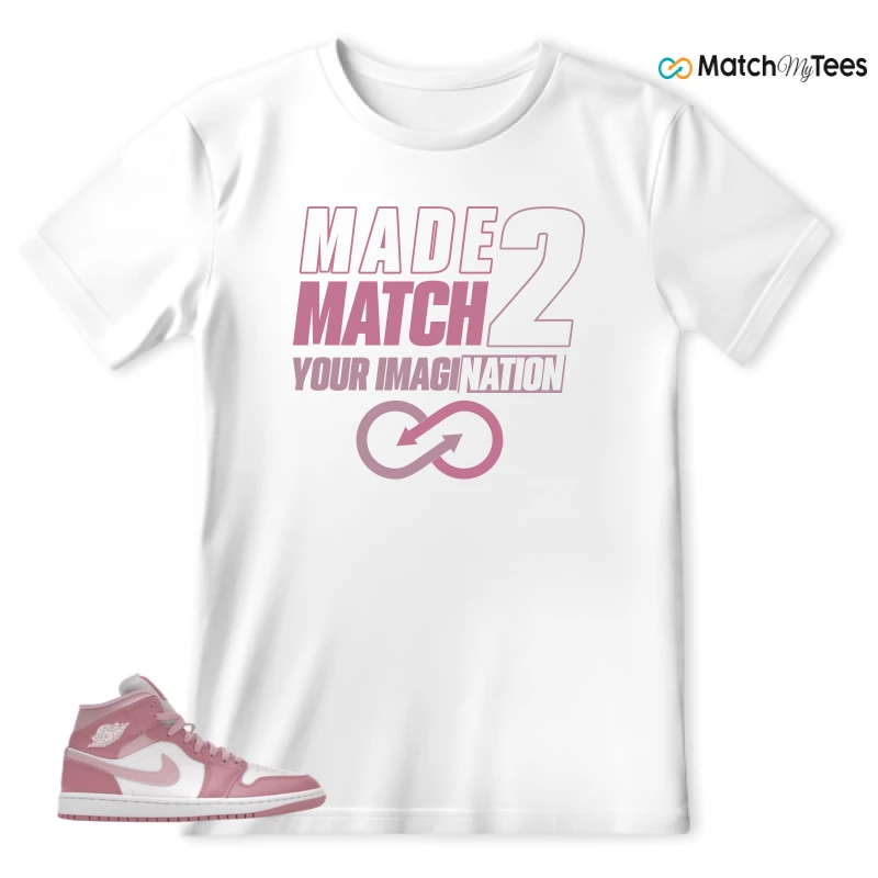 NIKE AIR JORDAN 1 MID ELEMENTAL PINK ICED CARMINE (WOMEN'S) SNEAKER Matching Tees t-shirt