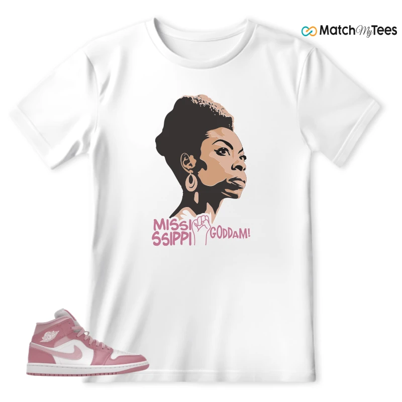 NIKE AIR JORDAN 1 MID ELEMENTAL PINK ICED CARMINE (WOMEN'S) SNEAKER Matching Tees t-shirt
