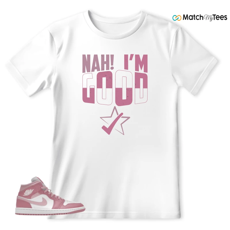 NIKE AIR JORDAN 1 MID ELEMENTAL PINK ICED CARMINE (WOMEN'S) SNEAKER Matching Tees t-shirt