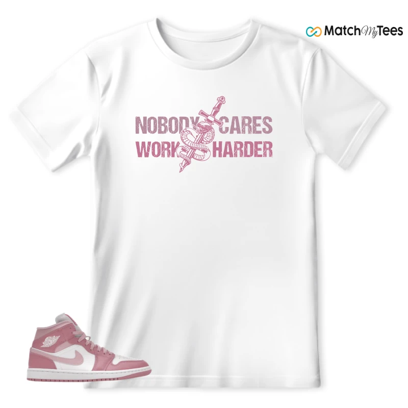 NIKE AIR JORDAN 1 MID ELEMENTAL PINK ICED CARMINE (WOMEN'S) SNEAKER Matching Tees t-shirt
