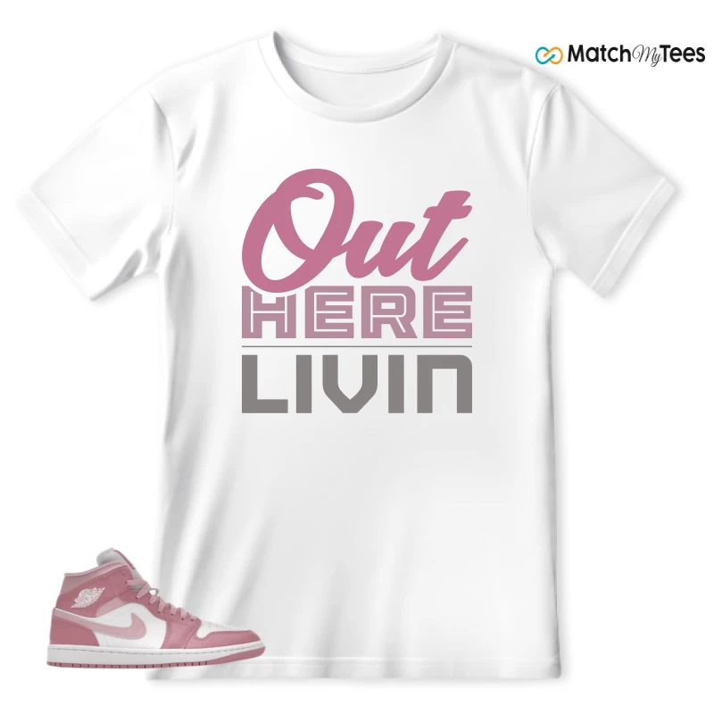 NIKE AIR JORDAN 1 MID ELEMENTAL PINK ICED CARMINE (WOMEN'S) SNEAKER Matching Tees t-shirt