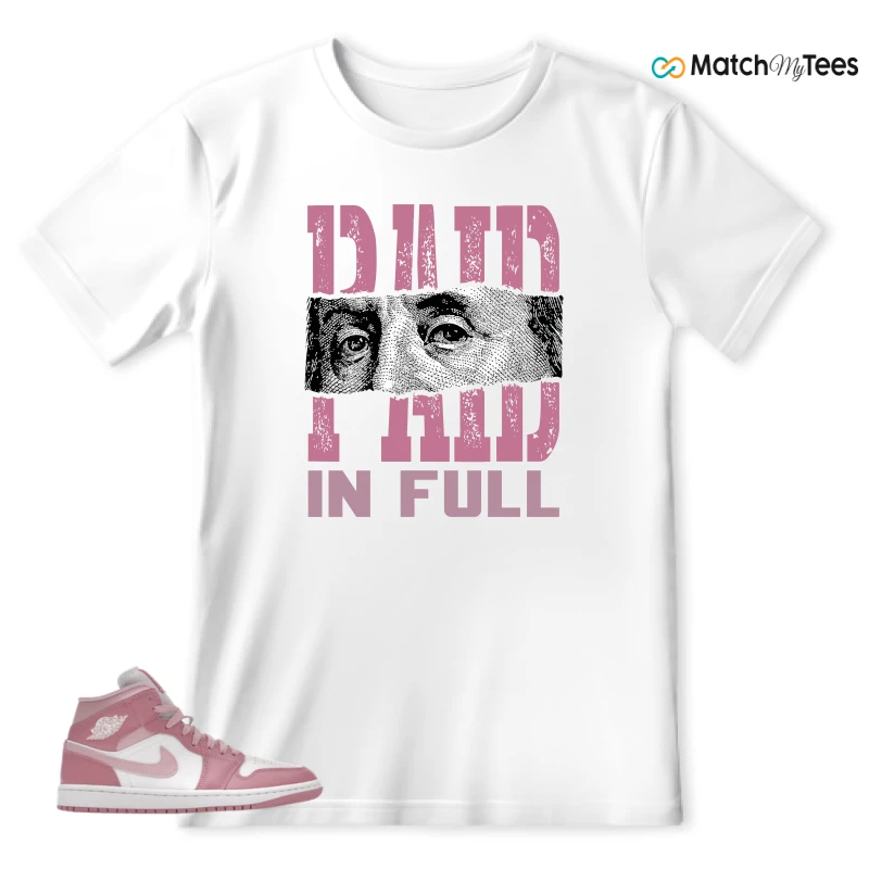 NIKE AIR JORDAN 1 MID ELEMENTAL PINK ICED CARMINE (WOMEN'S) SNEAKER Matching Tees t-shirt