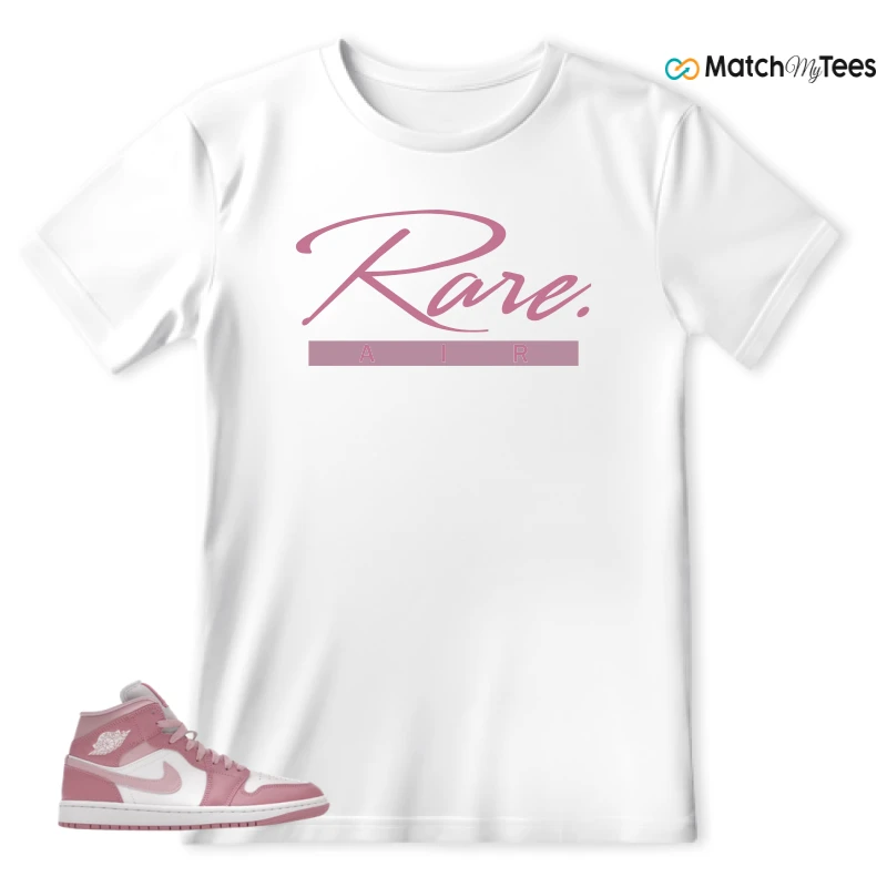NIKE AIR JORDAN 1 MID ELEMENTAL PINK ICED CARMINE (WOMEN'S) SNEAKER/ELEMENTAL PINK/ICED CARMINE/COCONUT MILK/SAIL matching T-shirt