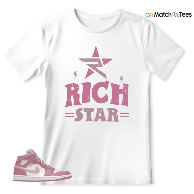 NIKE AIR JORDAN 1 MID ELEMENTAL PINK ICED CARMINE (WOMEN'S) SNEAKER Matching Tees t-shirt
