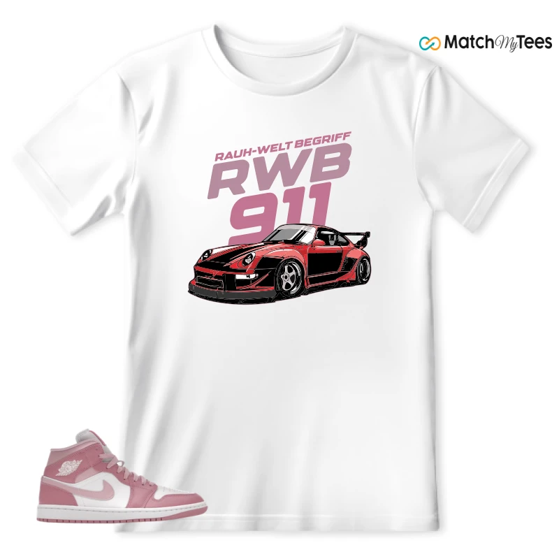 NIKE AIR JORDAN 1 MID ELEMENTAL PINK ICED CARMINE (WOMEN'S) SNEAKER Matching Tees t-shirt