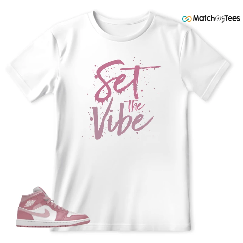 NIKE AIR JORDAN 1 MID ELEMENTAL PINK ICED CARMINE (WOMEN'S) SNEAKER Matching Tees t-shirt