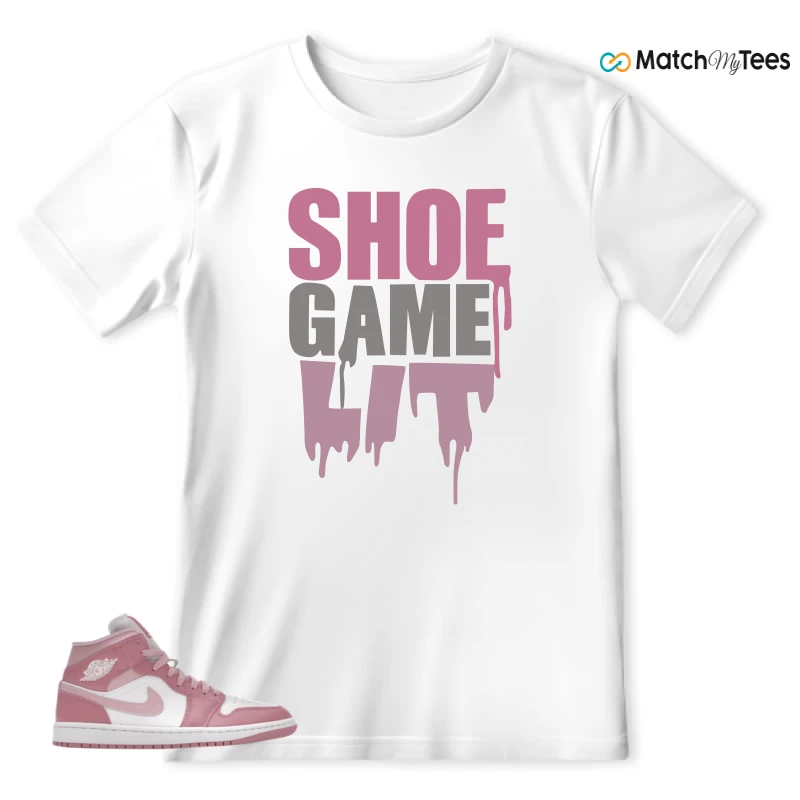 NIKE AIR JORDAN 1 MID ELEMENTAL PINK ICED CARMINE (WOMEN'S) SNEAKER Matching Tees t-shirt