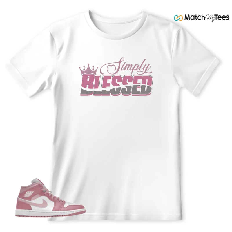 NIKE AIR JORDAN 1 MID ELEMENTAL PINK ICED CARMINE (WOMEN'S) SNEAKER Matching Tees t-shirt