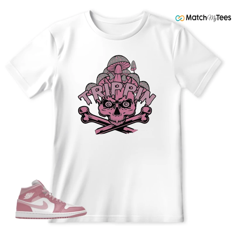 NIKE AIR JORDAN 1 MID ELEMENTAL PINK ICED CARMINE (WOMEN'S) SNEAKER Matching Tees t-shirt