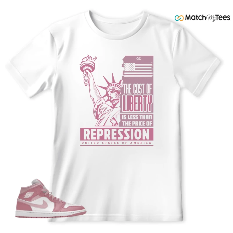 NIKE AIR JORDAN 1 MID ELEMENTAL PINK ICED CARMINE (WOMEN'S) SNEAKER Matching Tees t-shirt