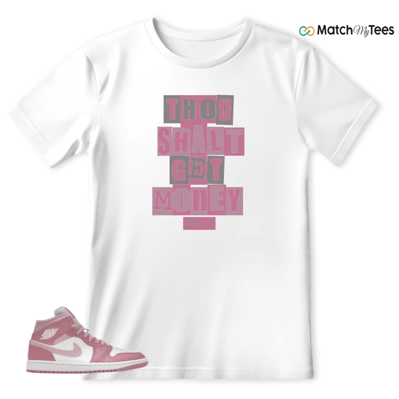 NIKE AIR JORDAN 1 MID ELEMENTAL PINK ICED CARMINE (WOMEN'S) SNEAKER Matching Tees t-shirt