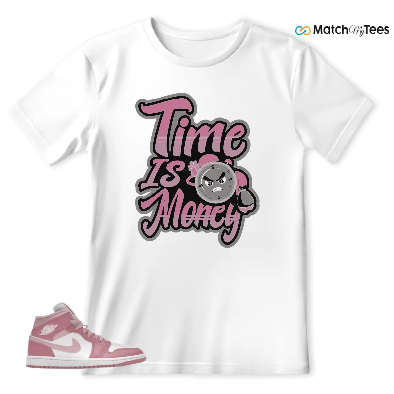NIKE AIR JORDAN 1 MID ELEMENTAL PINK ICED CARMINE (WOMEN'S) SNEAKER Matching Tees t-shirt