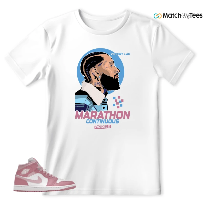 NIKE AIR JORDAN 1 MID ELEMENTAL PINK ICED CARMINE (WOMEN'S) SNEAKER Matching Tees t-shirt