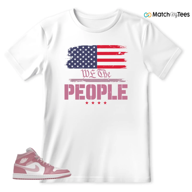 NIKE AIR JORDAN 1 MID ELEMENTAL PINK ICED CARMINE (WOMEN'S) SNEAKER Matching Tees t-shirt