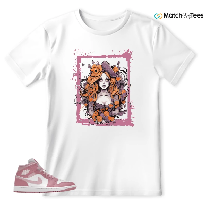 NIKE AIR JORDAN 1 MID ELEMENTAL PINK ICED CARMINE (WOMEN'S) SNEAKER Matching Tees t-shirt