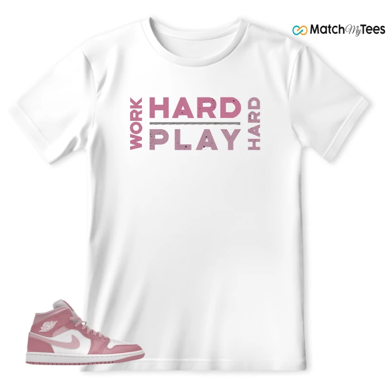 NIKE AIR JORDAN 1 MID ELEMENTAL PINK ICED CARMINE (WOMEN'S) SNEAKER Matching Tees t-shirt