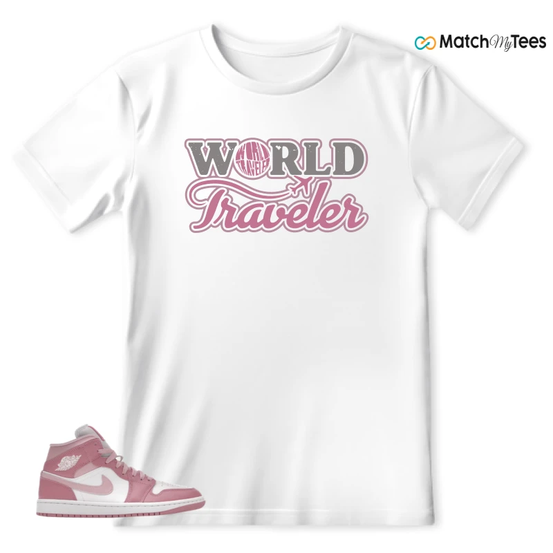 NIKE AIR JORDAN 1 MID ELEMENTAL PINK ICED CARMINE (WOMEN'S) SNEAKER Matching Tees t-shirt