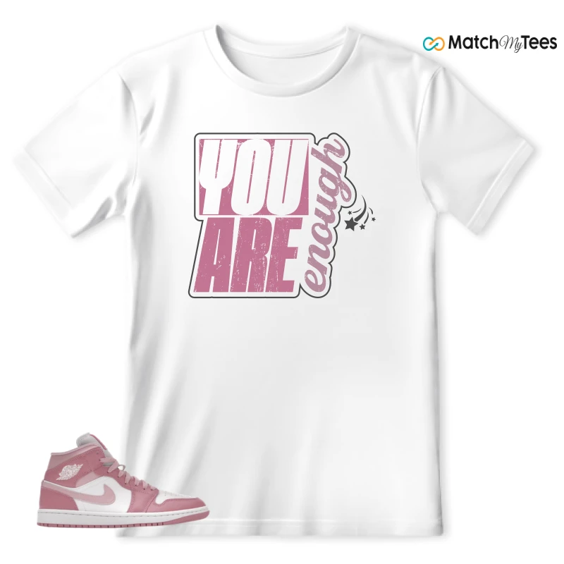 NIKE AIR JORDAN 1 MID ELEMENTAL PINK ICED CARMINE (WOMEN'S) SNEAKER Matching Tees t-shirt