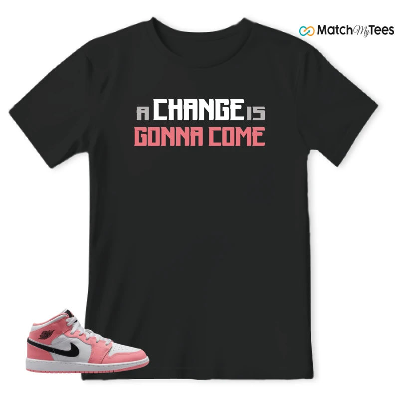 NIKE AIR JORDAN 1 MID GS PINK GAZE WHITE SNEAKER Matching Tees t-shirt