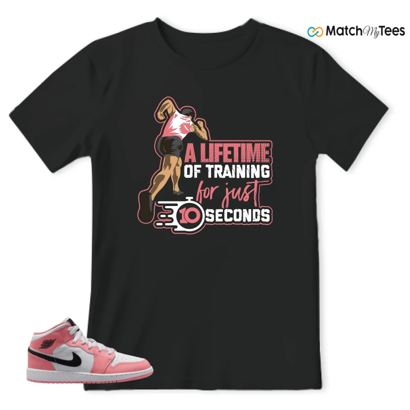 NIKE AIR JORDAN 1 MID GS PINK GAZE WHITE SNEAKER Matching Tees t-shirt