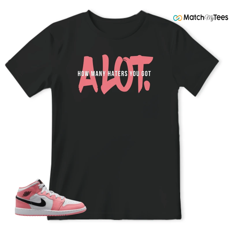NIKE AIR JORDAN 1 MID GS PINK GAZE WHITE SNEAKER Matching Tees t-shirt