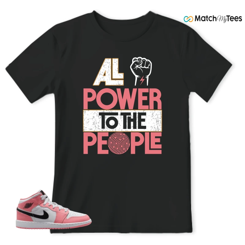 NIKE AIR JORDAN 1 MID GS PINK GAZE WHITE SNEAKER Matching Tees t-shirt