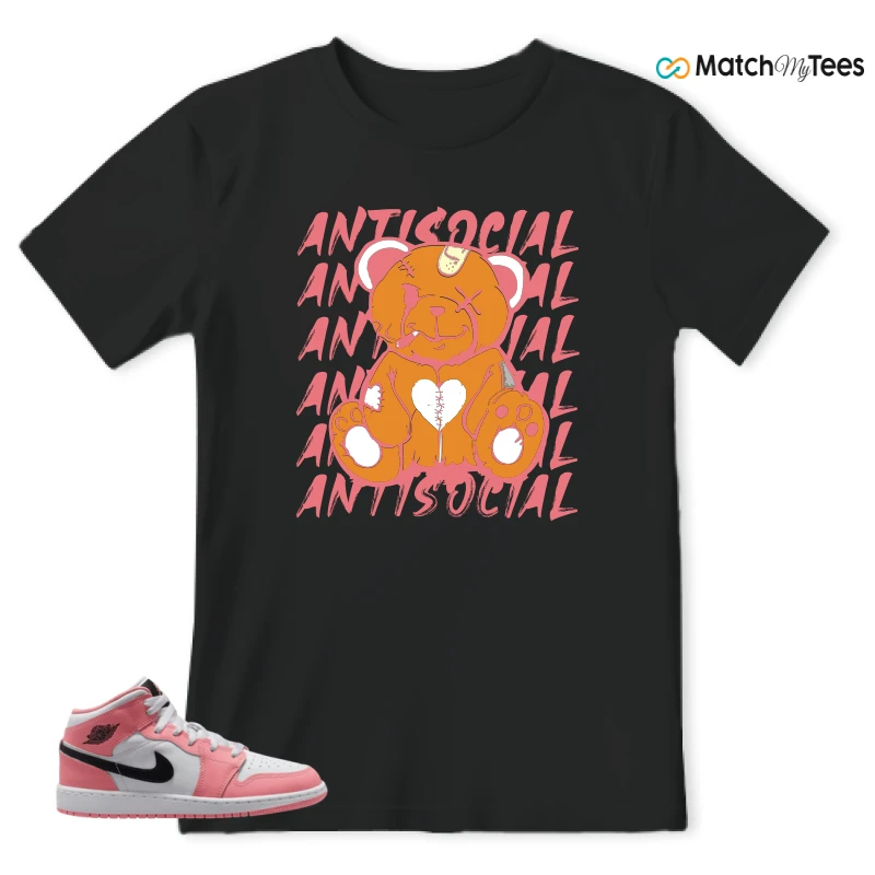 NIKE AIR JORDAN 1 MID GS PINK GAZE WHITE SNEAKER Matching Tees t-shirt